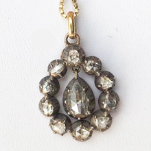 Victorian silver top diamond pendent. Nobel Antique jewelry Store, Santa Monica. Made in America.Circa 1880s.